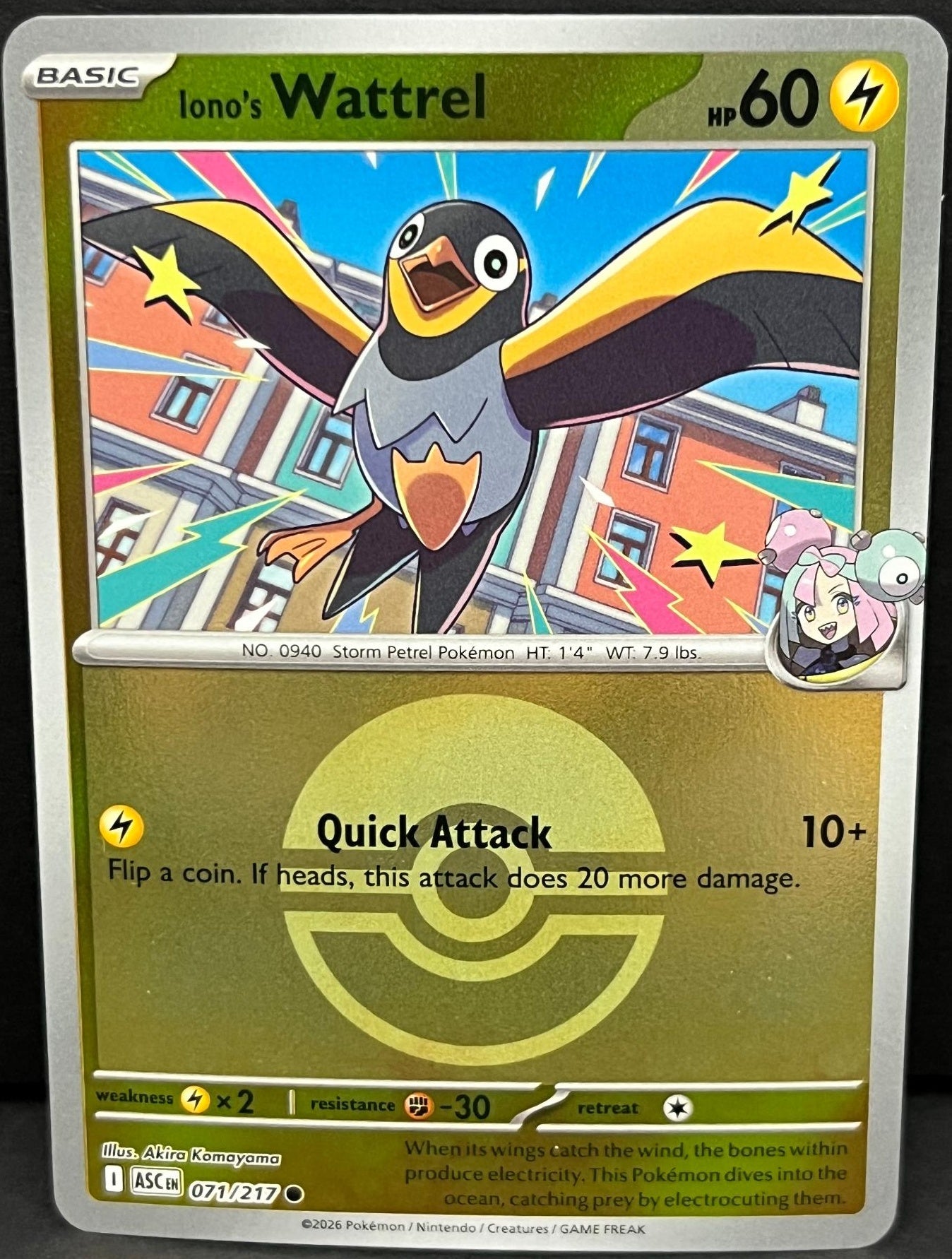 Iono's Wattrel (Poke Ball) 071/217 Ascended Heroes Reverse Holo