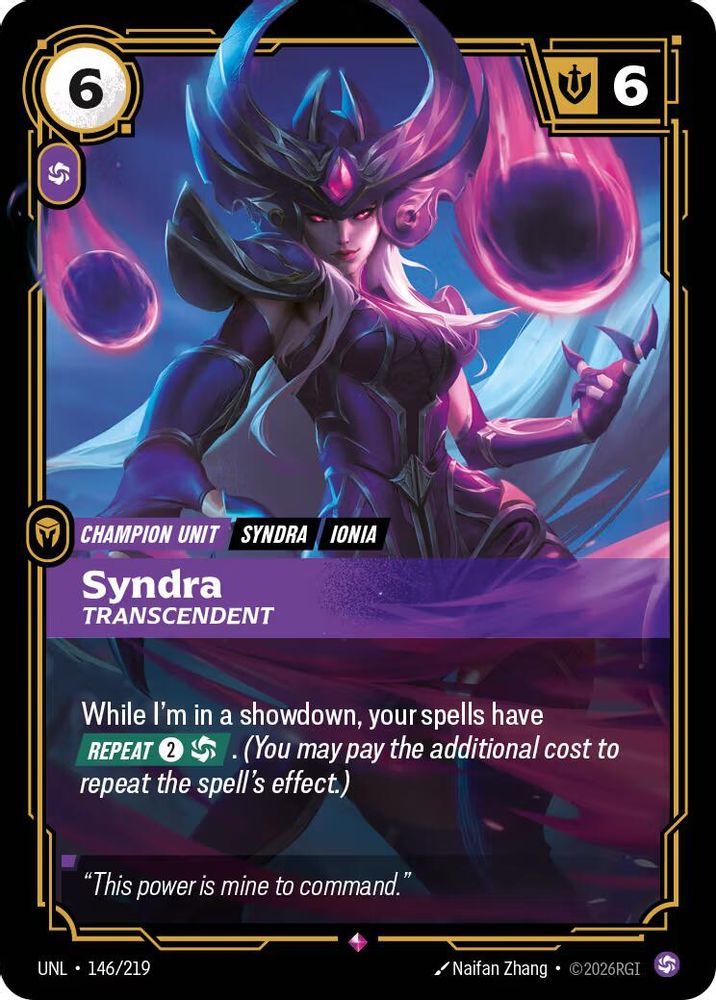 Syndra - Transcendent 146/219 Rare Unleashed Foil