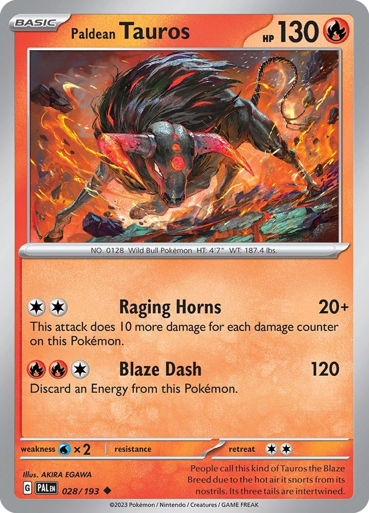 Paldean Tauros 028/193 Uncommon Paldea Evolved Reverse Holo