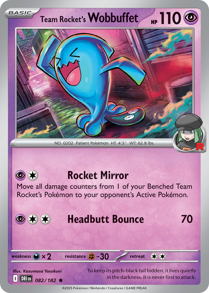 Team Rocket's Wobbuffet 082/182 Rare Destined Rivals Reverse Holo