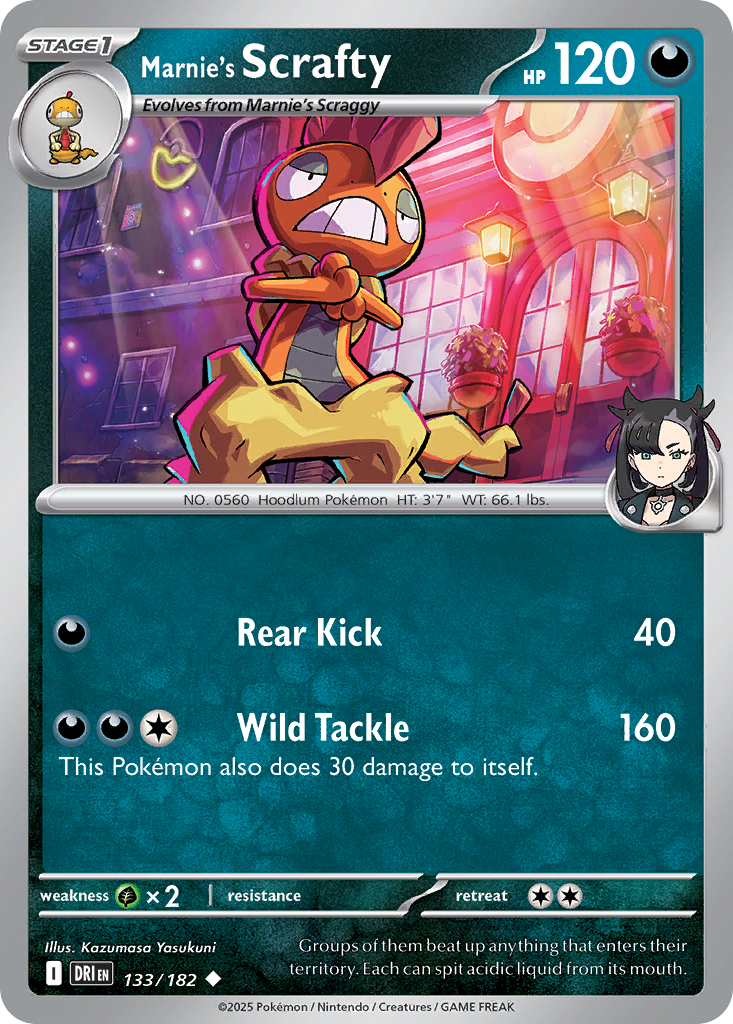 Marnie's Scrafty 133/182 Uncommon Destined Rivals Reverse Holo