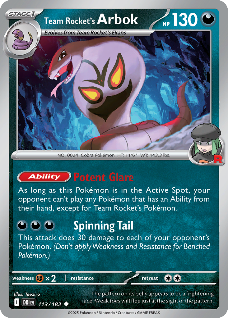 Team Rocket's Arbok 113/182 Uncommon Destined Rivals