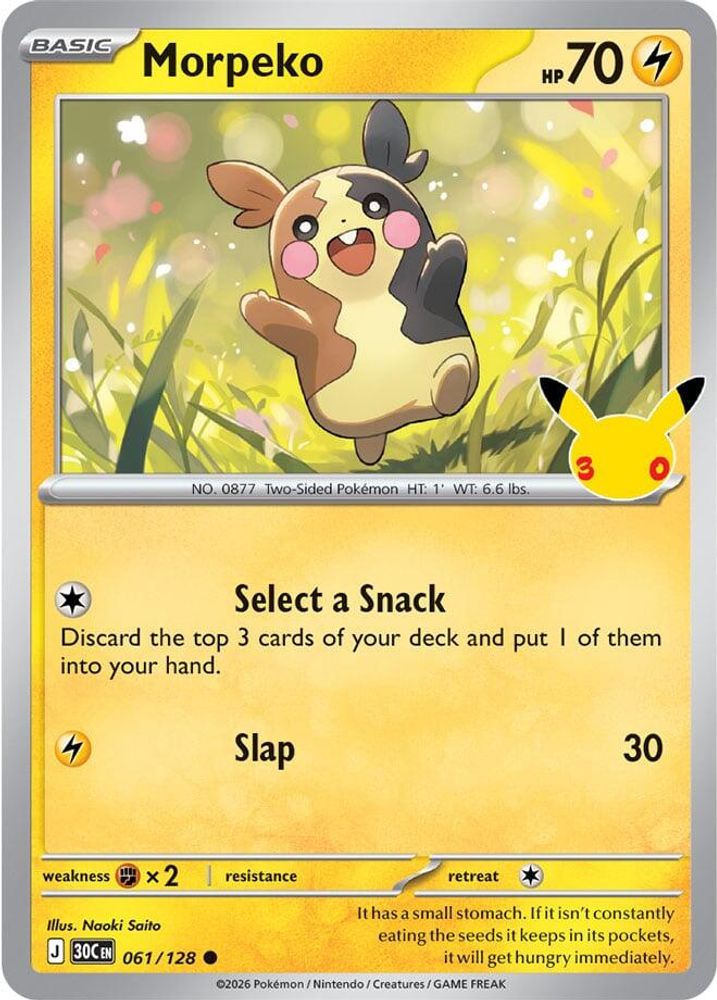 Morpeko 061/128 Common ME: 30th Celebration Pokemon Holo Near Mint