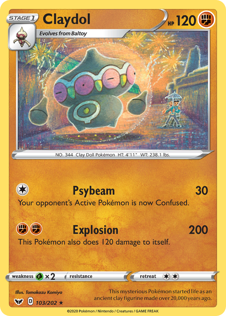 Claydol 103/202 Rare Sword & Shield Reverse Holo