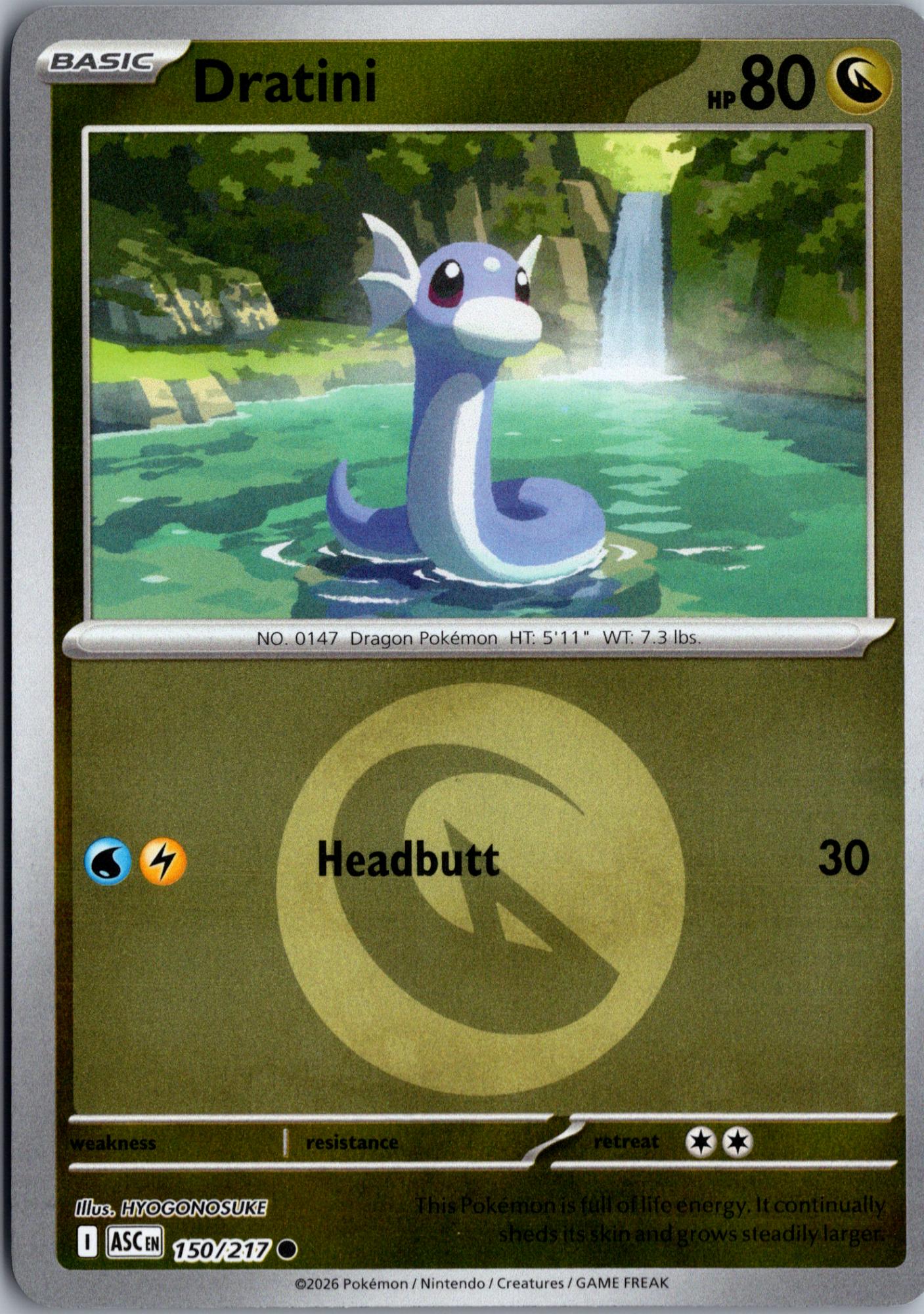 Dratini (Energy Symbol Pattern) 150/217 Ascended Heroes Reverse Holo