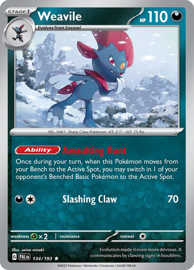 Weavile 134/193 Rare Paldea Evolved Holo