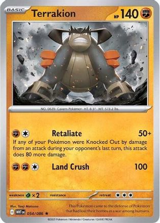 Terrakion 054/086 Holo Rare White Flare Reverse Holo
