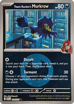 Team Rocket's Murkrow (Energy Symbol Pattern) 126/217 Holo Ascended Heroes Reverse Holo