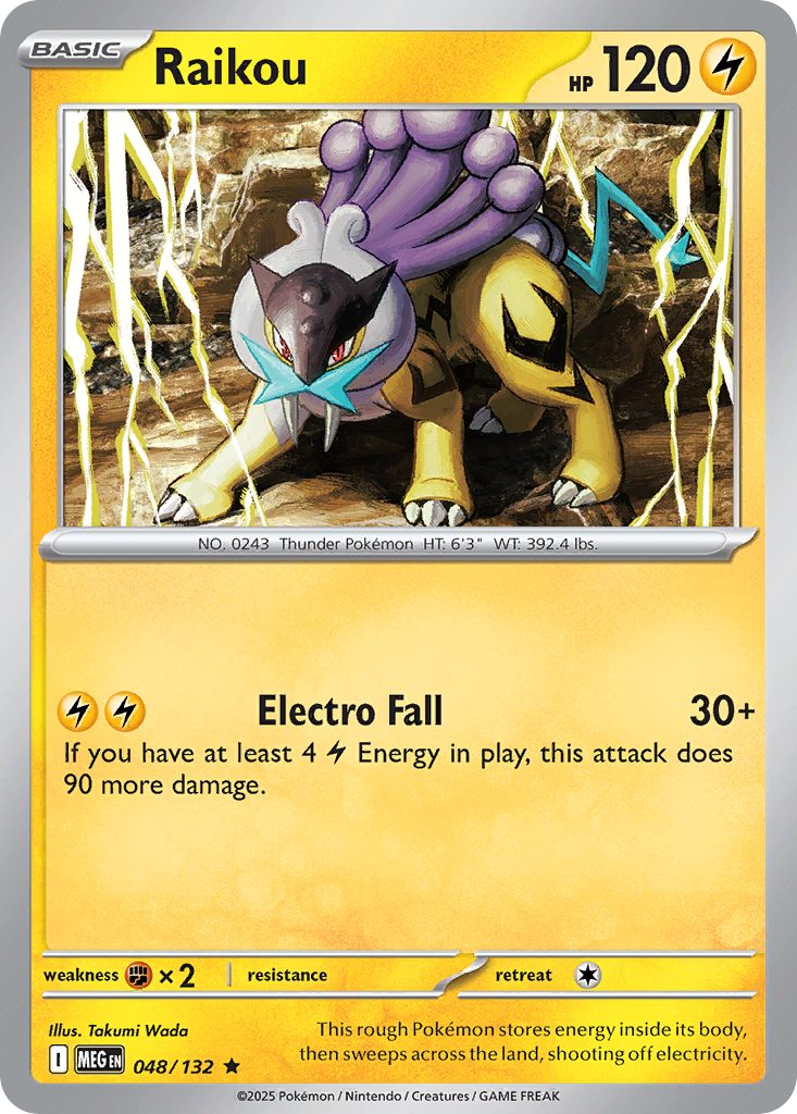 Raikou 048/132 Rare Mega Evolution Reverse Holo