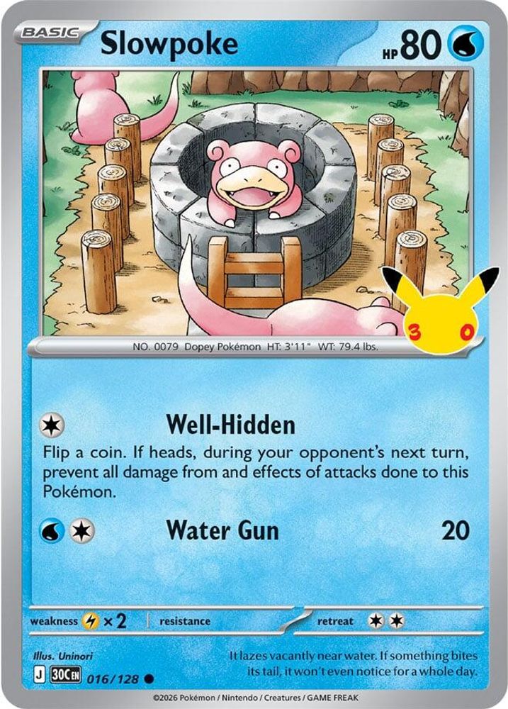 Slowpoke 016/128 Common ME: 30th Celebration Pokemon Holo Near Mint