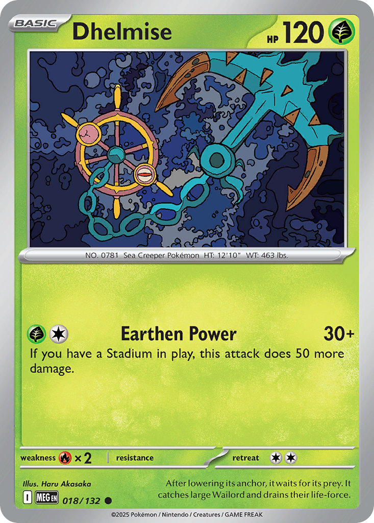 Dhelmise 018/132 Common Mega Evolution Reverse Holo
