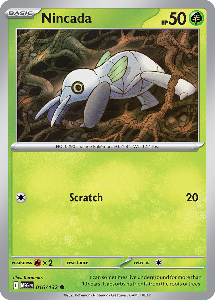 Nincada 016/132 Common Mega Evolution Reverse Holo