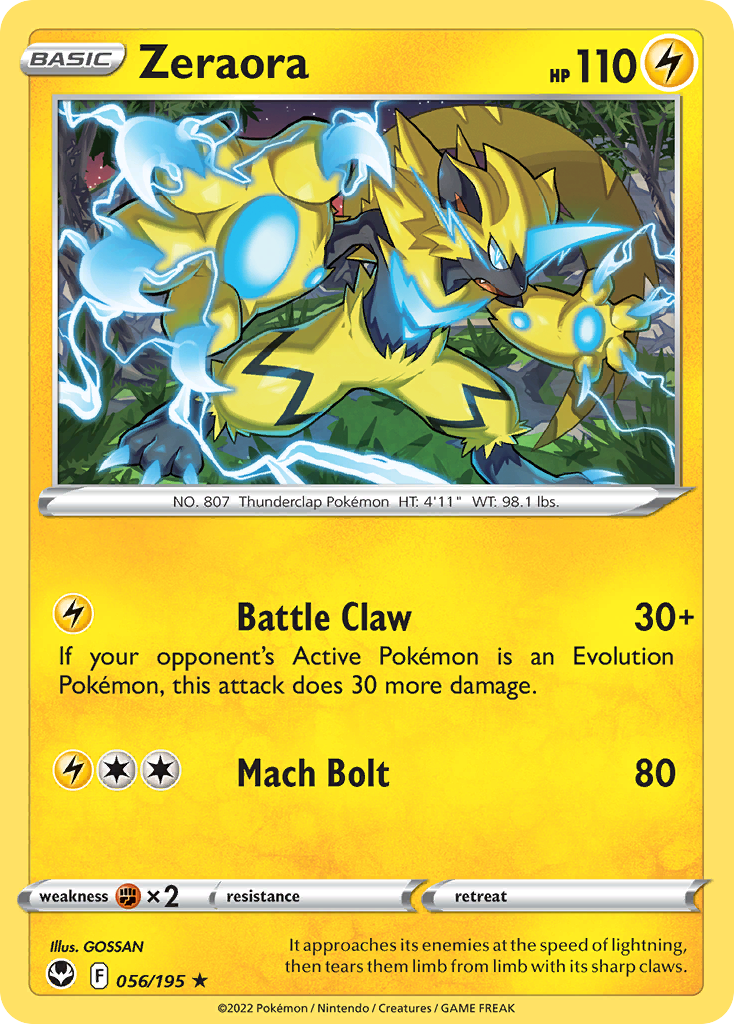 Zeraora 056/195 Rare Silver Tempest