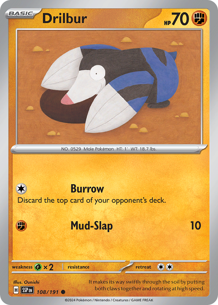 Drilbur 108/191 Common Surging Sparks Reverse Holo