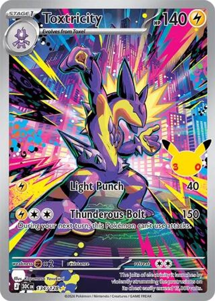 Toxtricity 134/128 Illustration Rare ME: 30th Celebration Pokemon Holo