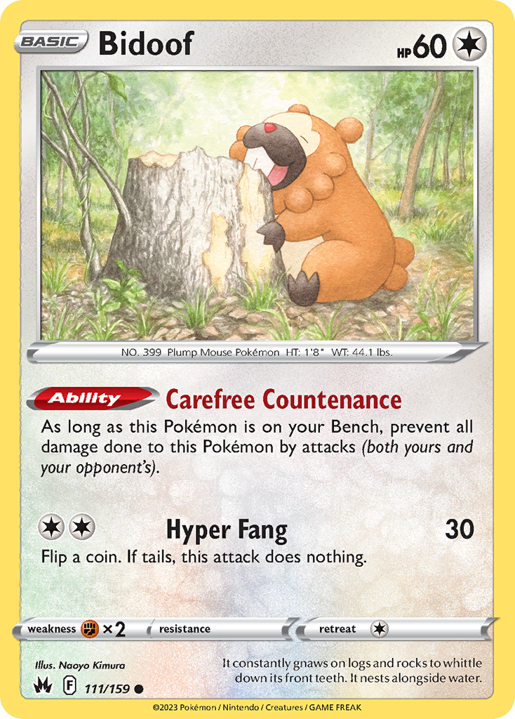 Bidoof 111/159 Common Crown Zenith