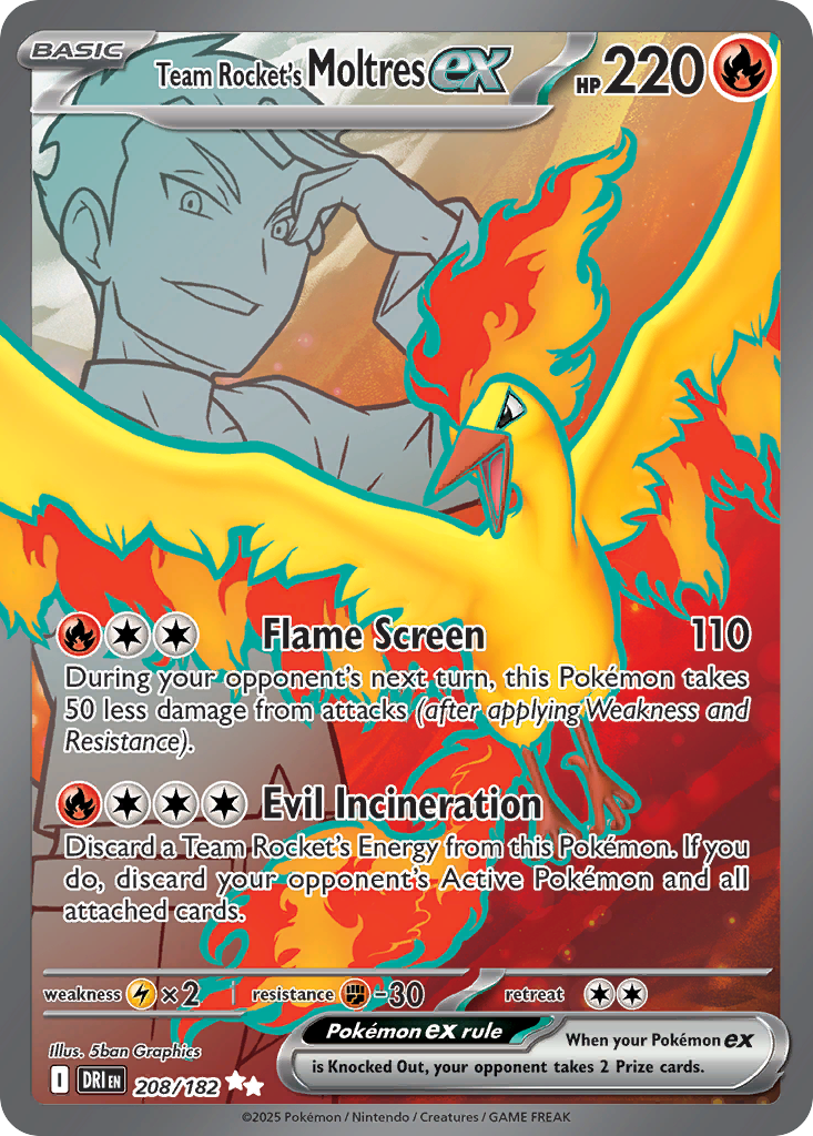 Team Rocket's Moltres ex 208/182 Ultra Rare Destined Rivals
