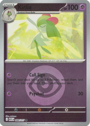 Kirlia (Energy Symbol Pattern) 088/217 Ascended Heroes Reverse Holo