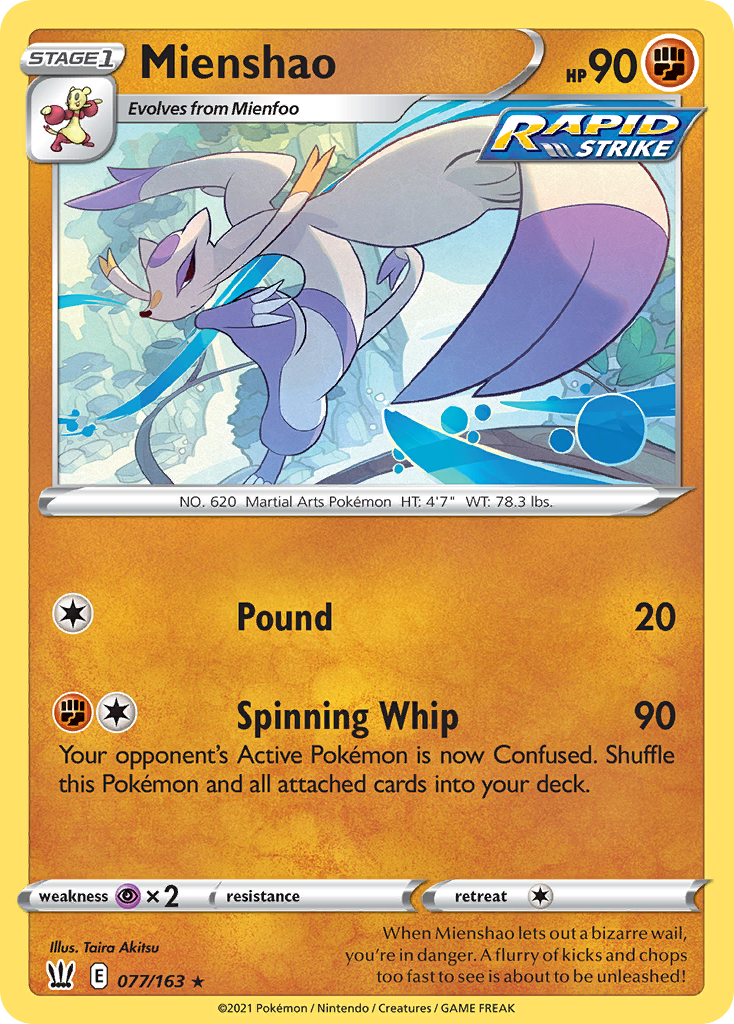 Mienshao 077/163 Rare Battle Styles Reverse Holo