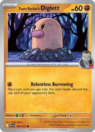 Team Rocket's Diglett 100/217 Common Ascended Heroes