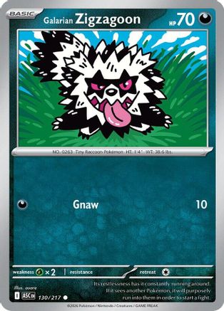 Galarian Zigzagoon 130/217 Common Ascended Heroes