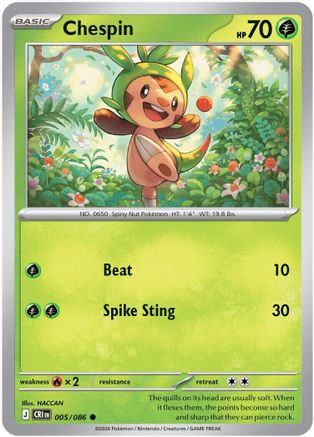 Chespin 005/086 Common Chaos Rising Reverse Holo