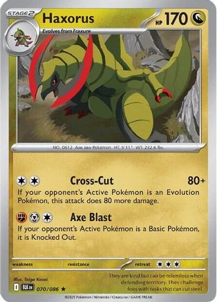 Haxorus 070/086 Holo Rare Black Bolt Holo