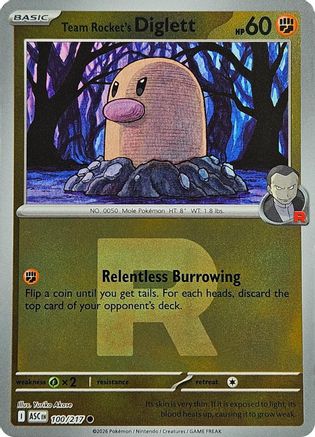 Team Rocket's Diglett (Team Rocket) 100/217 Holo Ascended Heroes Reverse Holo