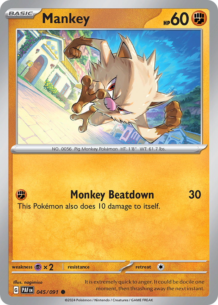 Mankey 045/091 Common Paldean Fates Reverse Holo
