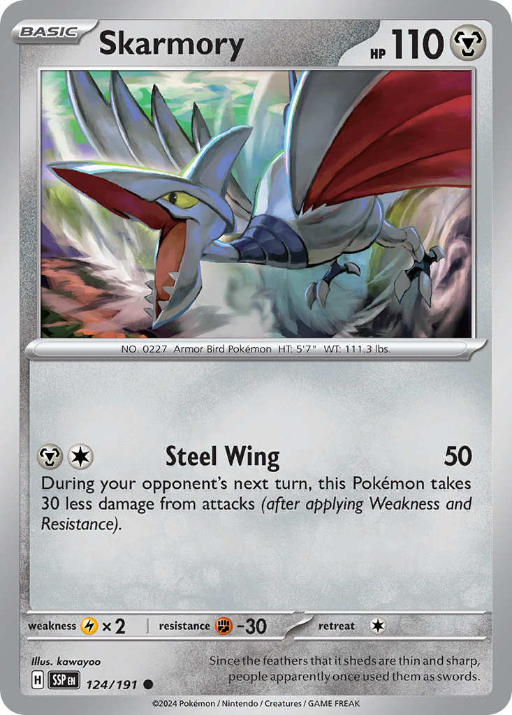 Skarmory 124/191 Common Surging Sparks