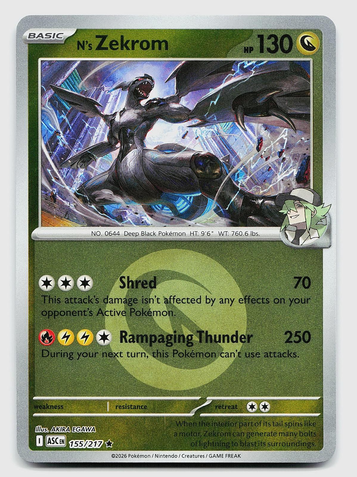 N's Zekrom (Energy Symbol Pattern) 155/217 Ascended Heroes Reverse Holo