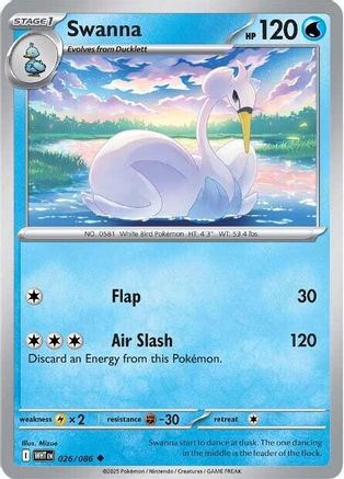 Swanna 026/086 Uncommon White Flare Reverse Holo