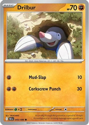 Drilbur 045/086 Common Black Bolt Reverse Holo