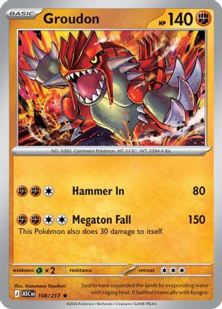 Groudon 108/217 Rare Ascended Heroes Holo