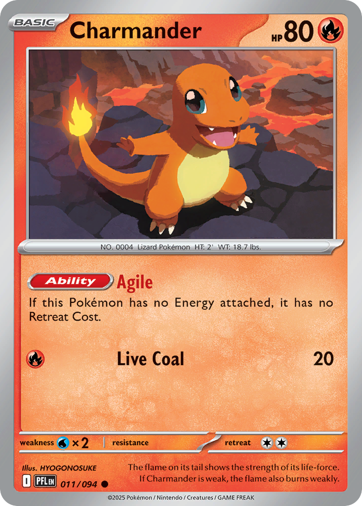 Charmander 011/094 Common Phantasmal Flames Reverse Holo