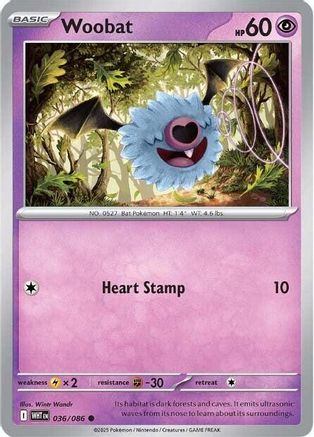 Woobat 036/086 Common White Flare Reverse Holo