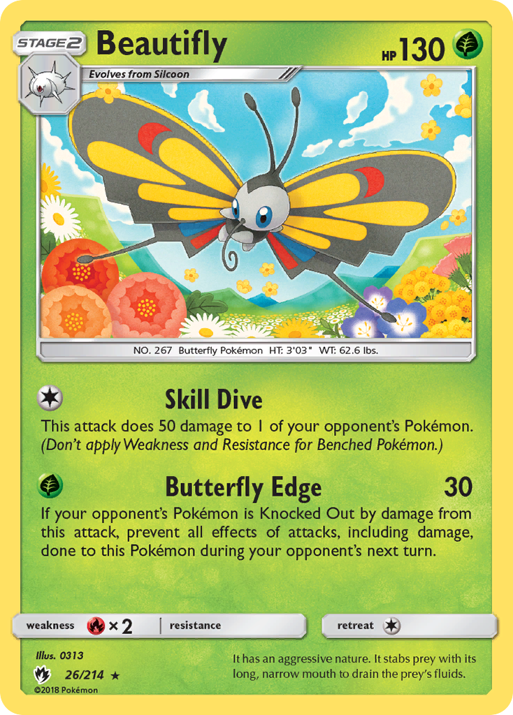 Beautifly 26/214 Rare Lost Thunder Reverse Holo