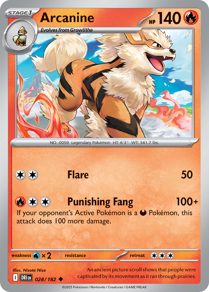 Arcanine 028/182 Uncommon Destined Rivals Reverse Holo