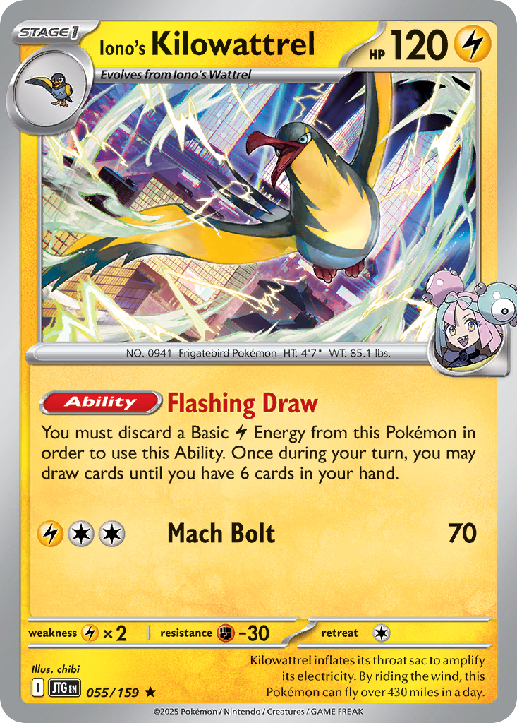 Iono's Kilowattrel 055/159 Rare Journey Together Holo