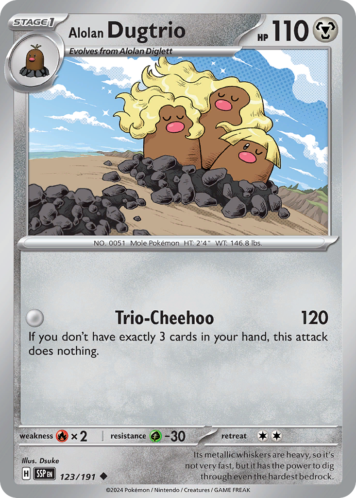 Alolan Dugtrio 123/191 Uncommon Surging Sparks