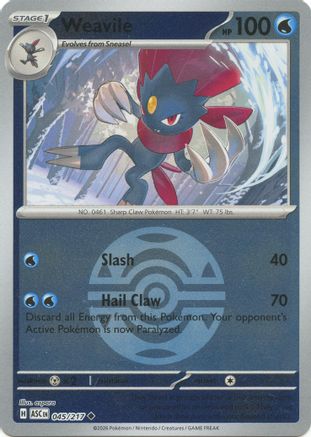 Weavile (Dusk Ball) 045/217 Uncommon Ascended Heroes Reverse Holo