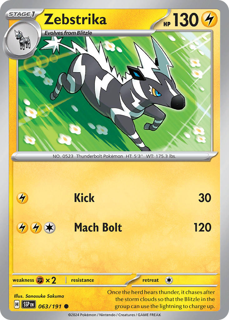Zebstrika 063/191 Common Surging Sparks Reverse Holo