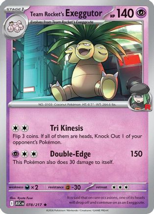 Team Rocket's exeggutor 078/217 Rare Ascended Heroes Holo