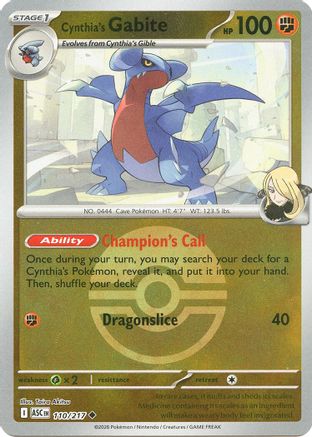 Cynthia's Gabite (Poke Ball) 110/217 Ascended Heroes Reverse Holo