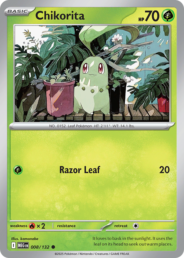 Chikorita 008/132 Common Mega Evolution Reverse Holo