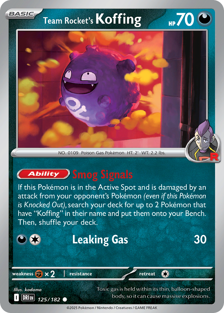 Team Rocket's Koffing 125/182 Common Destined Rivals