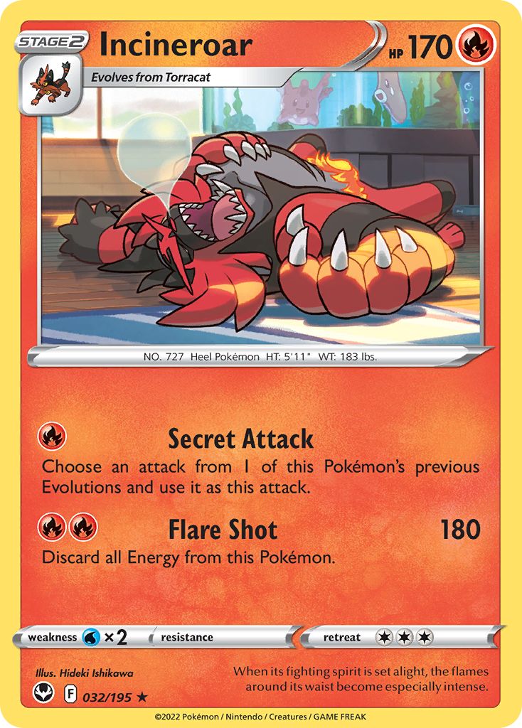 Incineroar 032/195 Rare Silver Tempest