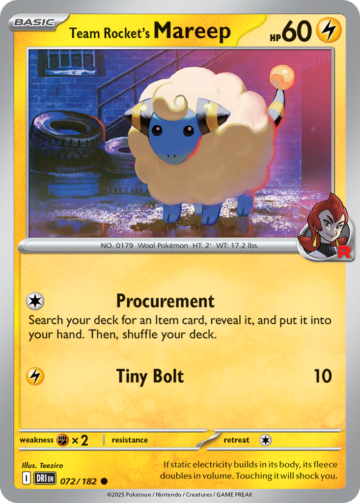 Team Rocket's Mareep 072/182 Common Destined Rivals