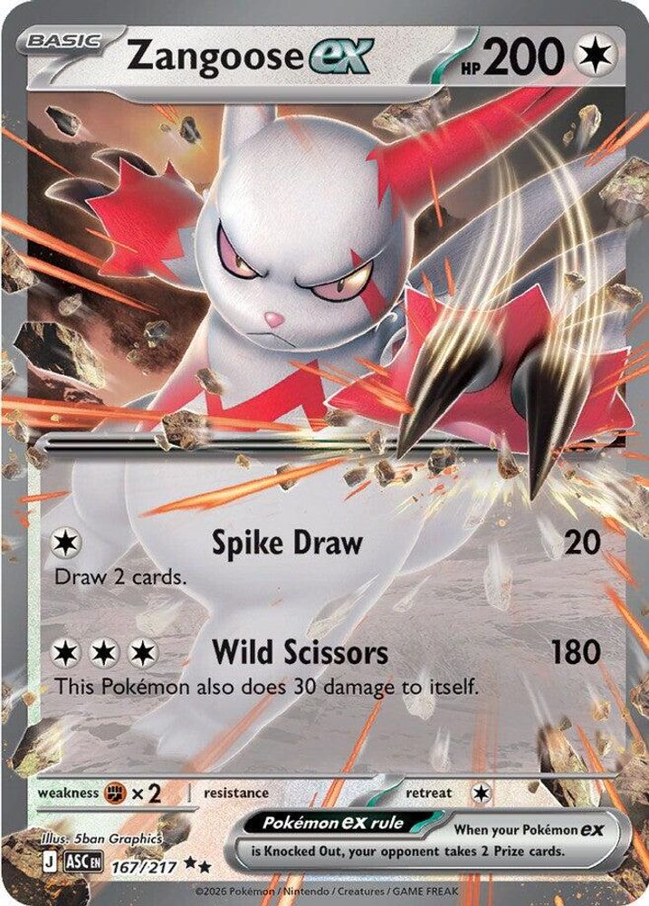 Zangoose ex 167/217 Double Rare Ascended Heroes Pokemon Holo