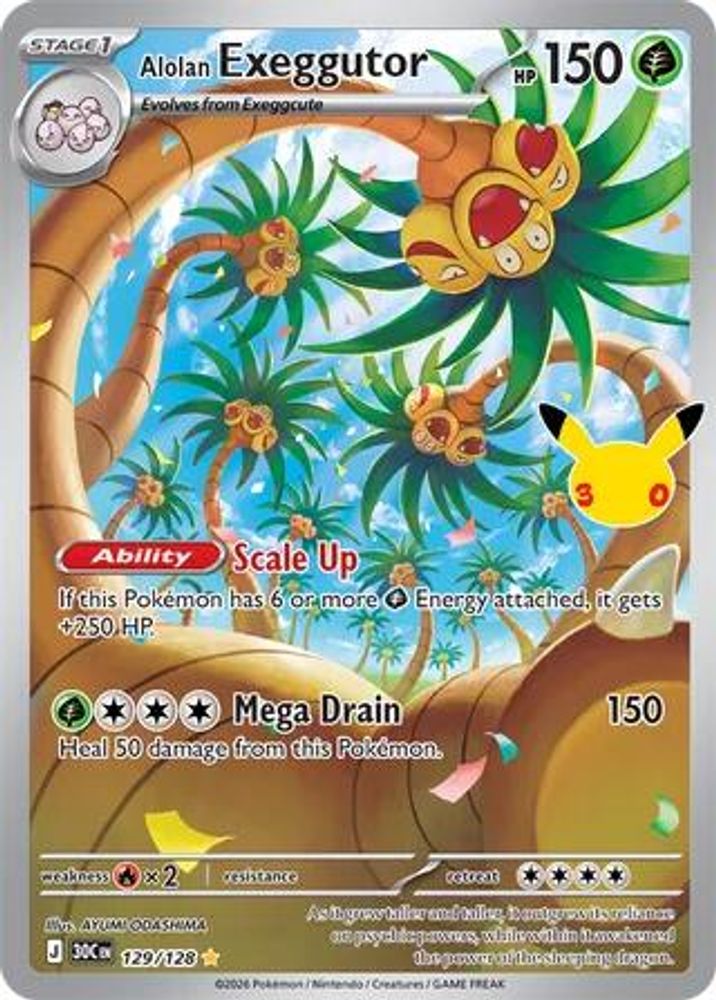 Alolan Exeggutor 129/128 Illustration Rare ME: 30th Celebration Pokemon Holo